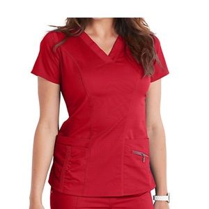 Beyond Scrubs- Red Scrub Top